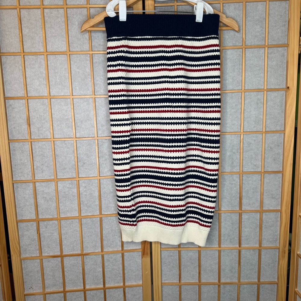 Elegant Striped Pencil Skirt - Navy, Red, White
